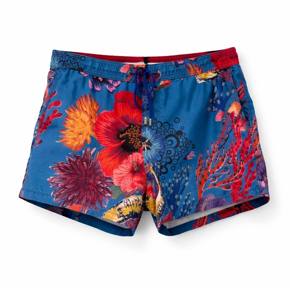 Paul Smith Swimwear 4” Inseam Swim Trunks Size M Floral Koi Print Lined Shorts
